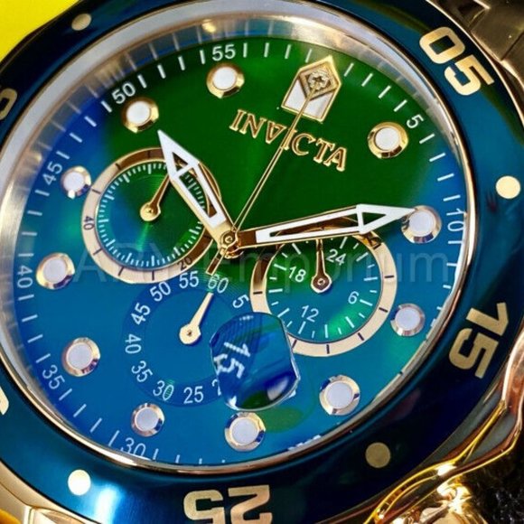NEW Invicta 0075 Pro Diver SCUBA CLASSIC 48MM Green Dial Chronograph Watch - Picture 9 of 10